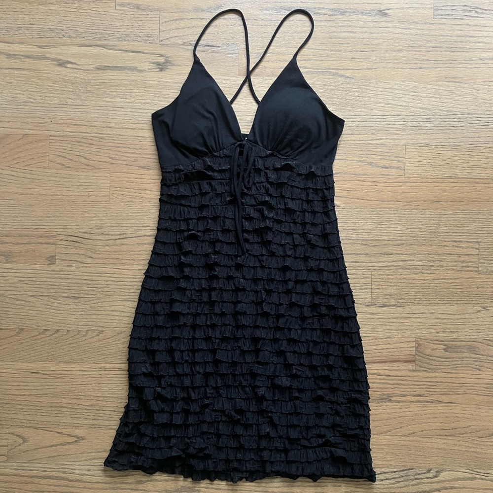Upstyle Black Ruffled Mini Dress S